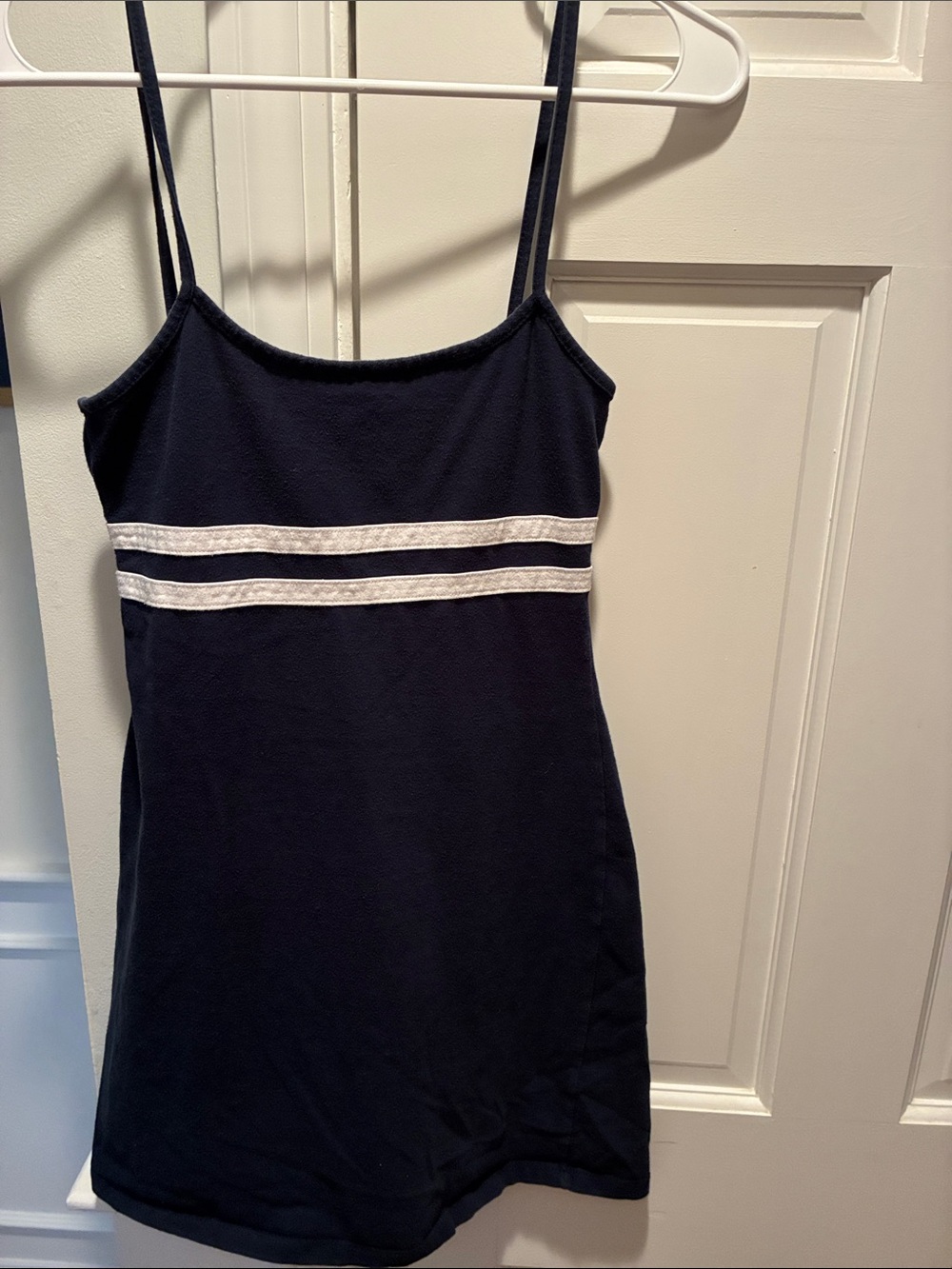 Brandy Melville Navy Blue Mini Dress with White Stripes